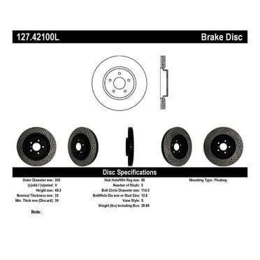 StopTech 127.42100L StopTech Sport Rotors; Drilled And Slotted; Front Left;13.98 in. Dia.; 1.94 in. Height; Fits select: 2010-2013 INFINITI G37, 2014-2015 INFINITI Q50 BASE/PREMIUM/SPORT