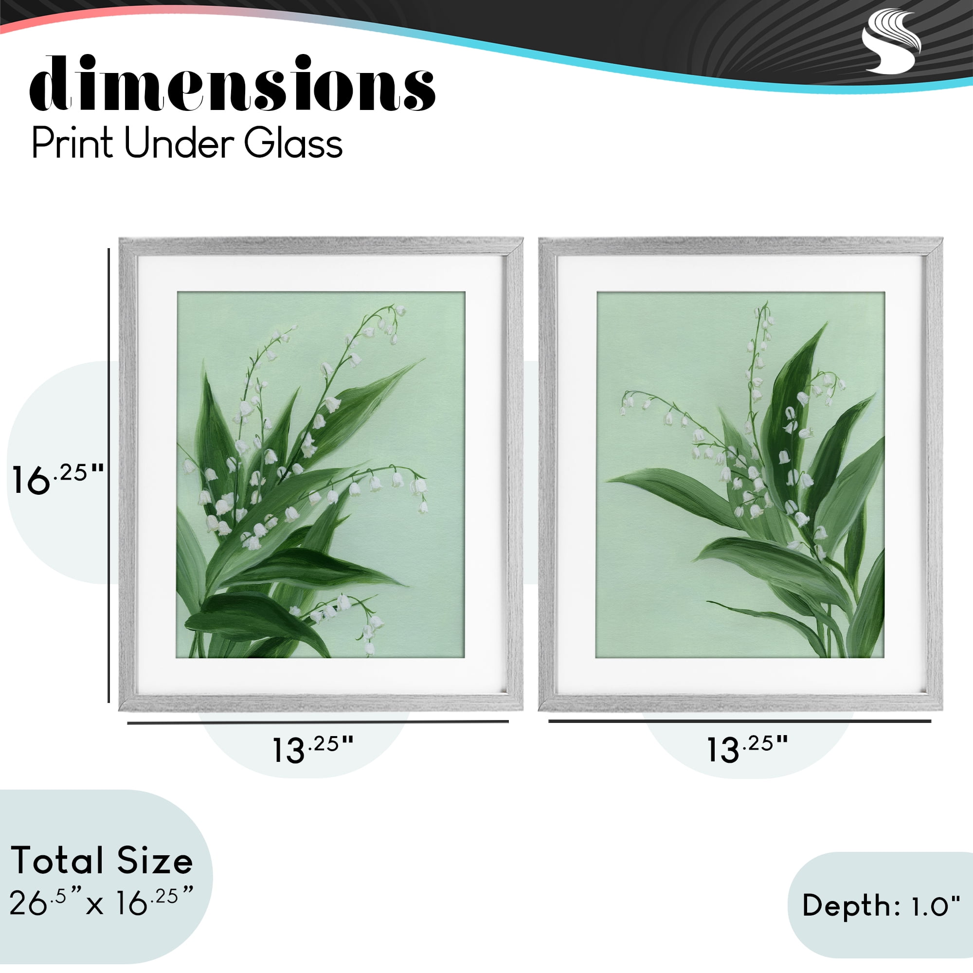 Stupell Industries Blooming Lily of Valley 2 Piece Gray Framed Print Under Glass Set, design by Grace Popp