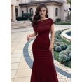 thumbnail image 6 of Women'S Off Shoulder Elegant Sleeveless Bodycon Long Formal Party Evening Dress Wine Red XXL, 6 of 9
