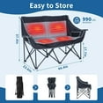 thumbnail image 2 of Lilypelle Oversized Heated Double Camping Chair, Folding 2 Person Camping Chair Loveseat, Fully Padded Duo Chair Camping Couch, Fold Up Double Camp Chair, Lawn Chairs, Camping Bench w/ Carrying Bag, 2 of 6