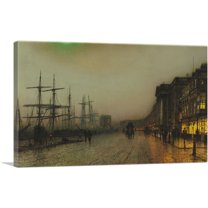 ARTCANVAS Canny Glasgow 1887 Canvas Art Print by John Atkinson Grimshaw - Size: 60" x 40" (1.50" Deep) (3-Piece)