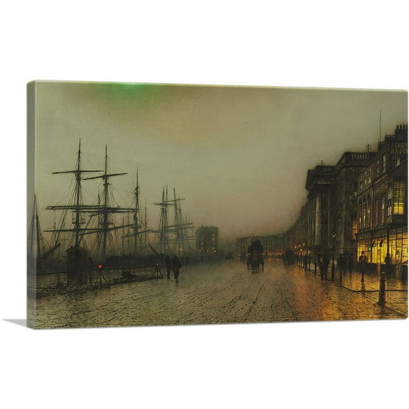 ARTCANVAS Canny Glasgow 1887 Canvas Art Print by John Atkinson Grimshaw - Size: 26" x 18" (0.75" Deep)