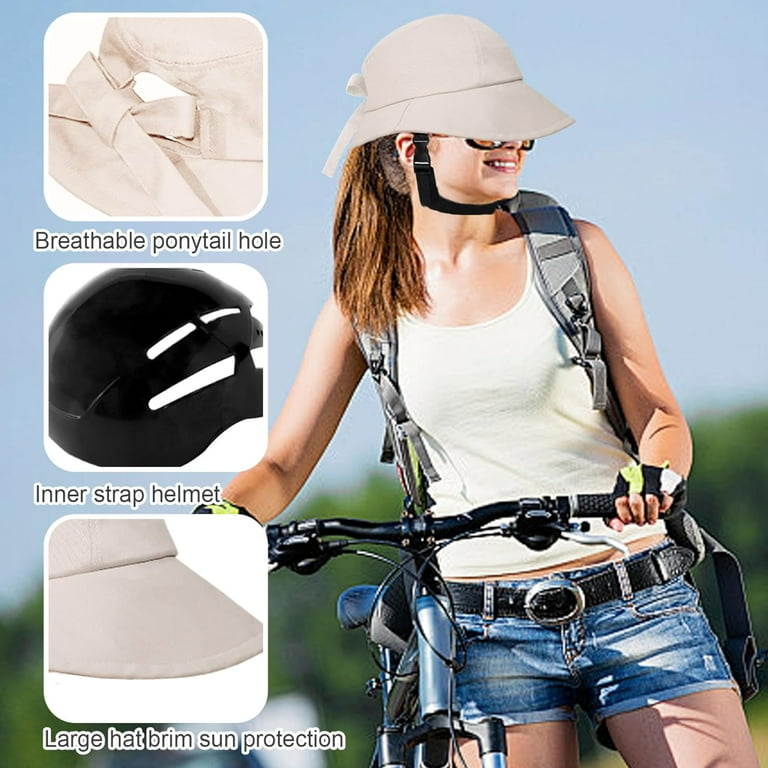 Sun hat that ordinata fits over bike helmet
