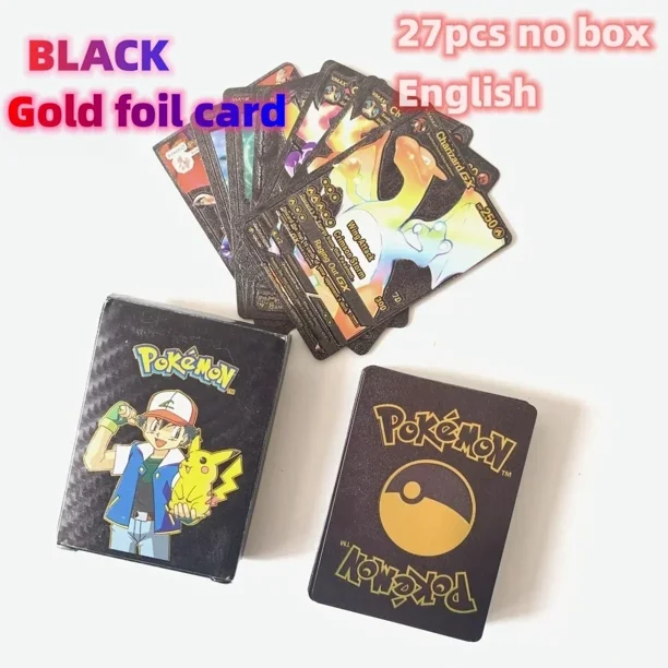27/55Pcs3D Shining Rainbow Cards English Vmax Gx Charizard Pikachu Trading Game Collection Battle Card Children Gift