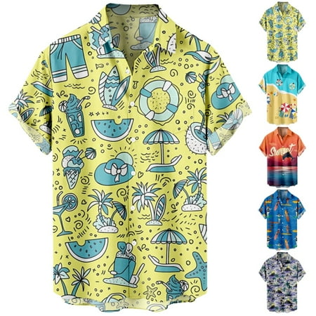 

Men s Urban Stylish Casual Short Sleeve Button Up Shirt with Pocket Button Down Hawaiian Summer Beach Printed Casual Shirts
