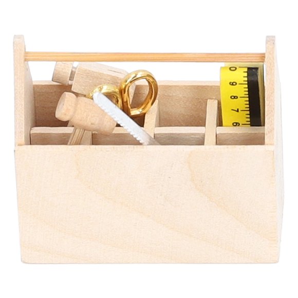 Caja De Herramientas En Miniatura, Exquisita Caja De Herramientas De Casa De Muñecas De Simulación De Madera Duradera Con Herramientas Para Casa De Muñecas 1/12
