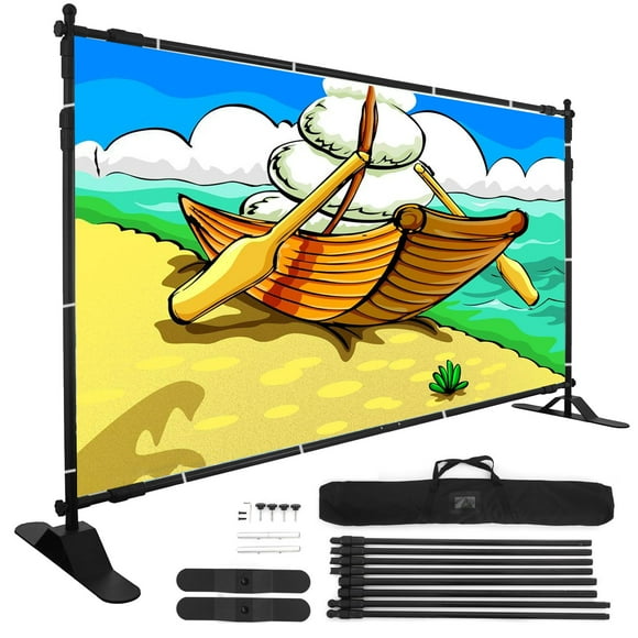 VEVOR 8X8ft - 10x8ft Backdrop Banner Stand Newest Step and Repeat for Trade Show Wall Exhibitor Photo Booth Background Adjustable Telescopic Height and Width