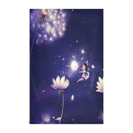 

Multi-Purpose Kitchen Towels 28x18 Inch Dishcloths with Hanging Loop Decorative and Practical Towels for Kitchen Dining Dandelions on A Purple Background