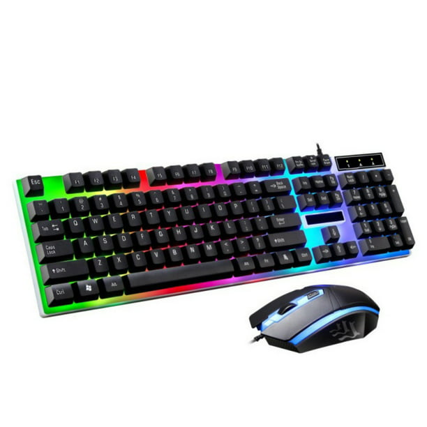 Vend tilbage kvælende Overgivelse Gaming Keyboard Mouse Combo, LED RGB Backlit 104 Keys USB Wired Ergonomic  Wrist Rest Keyboard for PS4/PS3/Xbox One And 360 - Walmart.com