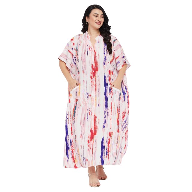 Oussum Robe Caftans pour Femme Grande Taille Imprimée Longue Maxi à Boutons Robes Caftan