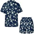 thumbnail image 4 of SKQIT Ensembles de Pyjama à Manches Courtes pour Femmes, 2 Pcs Imprimé Mignon Chemise Boutonnée en Satin Doux et Shorts, 4 of 7