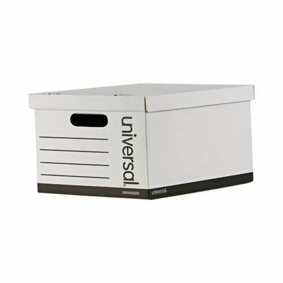Universal Basic-Duty Economy Record Storage Boxes, Letter/Legal Files, 12" x 15" x 10", White, 10/Carton