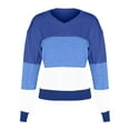 thumbnail image 5 of ManxiVoo Women's V Neck Lightweight Crochet Knit Pullover Long Sleeve Ribbed Casual Sweater Fall Fashion Top S Size Blue, 5 of 6