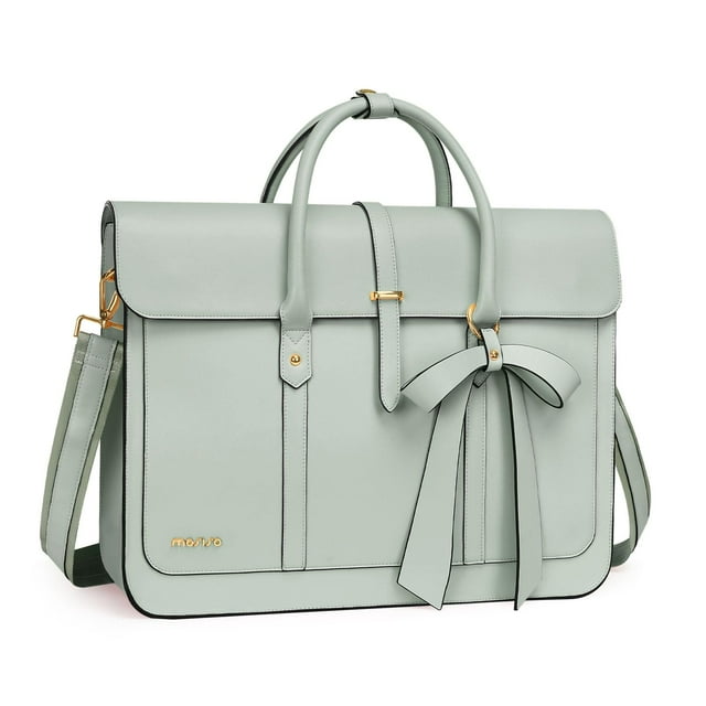 Bolsa para portátil MOSISO para mujer de 15 a 15-15,6 pulgadas, piel sintética, color verde salvia