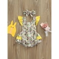 thumbnail image 2 of Caoirhny Baby Girls Romper with Headband, Rabbit Print Fly Sleeve Romper with Hairband for Toddlers, 2 of 9