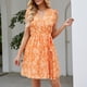 thumbnail image 4 of Vestido De Las Señoras vestido sin mangas con cuello en V y estampado en la cintura Ygjytge para Mujer Naranja T XXL, 4 of 7