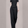 thumbnail image 3 of Ropa de mujer Estilo frío Ropa de mujer Traje de alta gama Verano Nueva moda Elegante Elegante Reductor de edad Slim-fit Negro Azul, 3 of 5