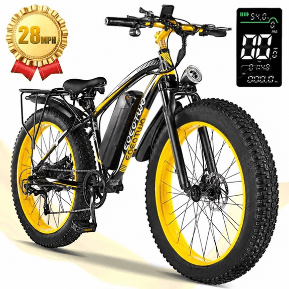 26" Fat Tire Electric Mountain Bike for Adults, 750W All-Terrain Cruiser Ebike, 28MPH & 60 Miles Range, Front Suspension Bicycle with LED Display, UL2849