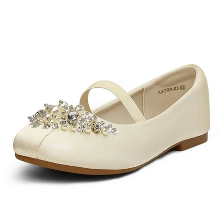 

Dream Pairs Kids Girls Mary Jane Princess Flats Wedding Party Shoes AURORA-03 IVORY Size 12 little kid