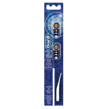 Oral-B 3D White Battery Power Toothbrush Replacement Heads, 2