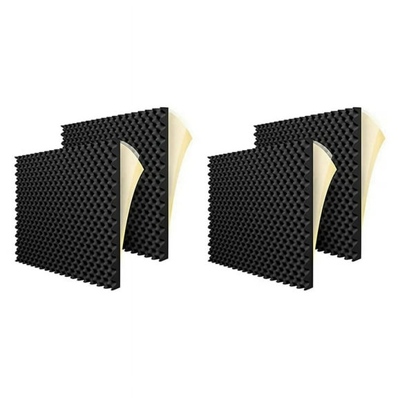 24 Pack Self Adhesive Acoustic Foam Panels Fireproof Soundproofing Treatment Wall Panel,Reduce Noise Foam for Studio,Etc,24 x Soundproofing Foam,Black