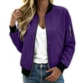 thumbnail image 2 of Women's Bomber Jacket Lightweight Long Sleeve Zip Up Casual Fall Jacket with Pockets, 2 of 7