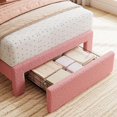 thumbnail image 5 of Twin Bed Frame, Boucle Upholstered Platform Bed with Wave Headboard for Teen, Easy Assembly, Wooden Slats Support, No Box Spring Needed, Pink, 5 of 5