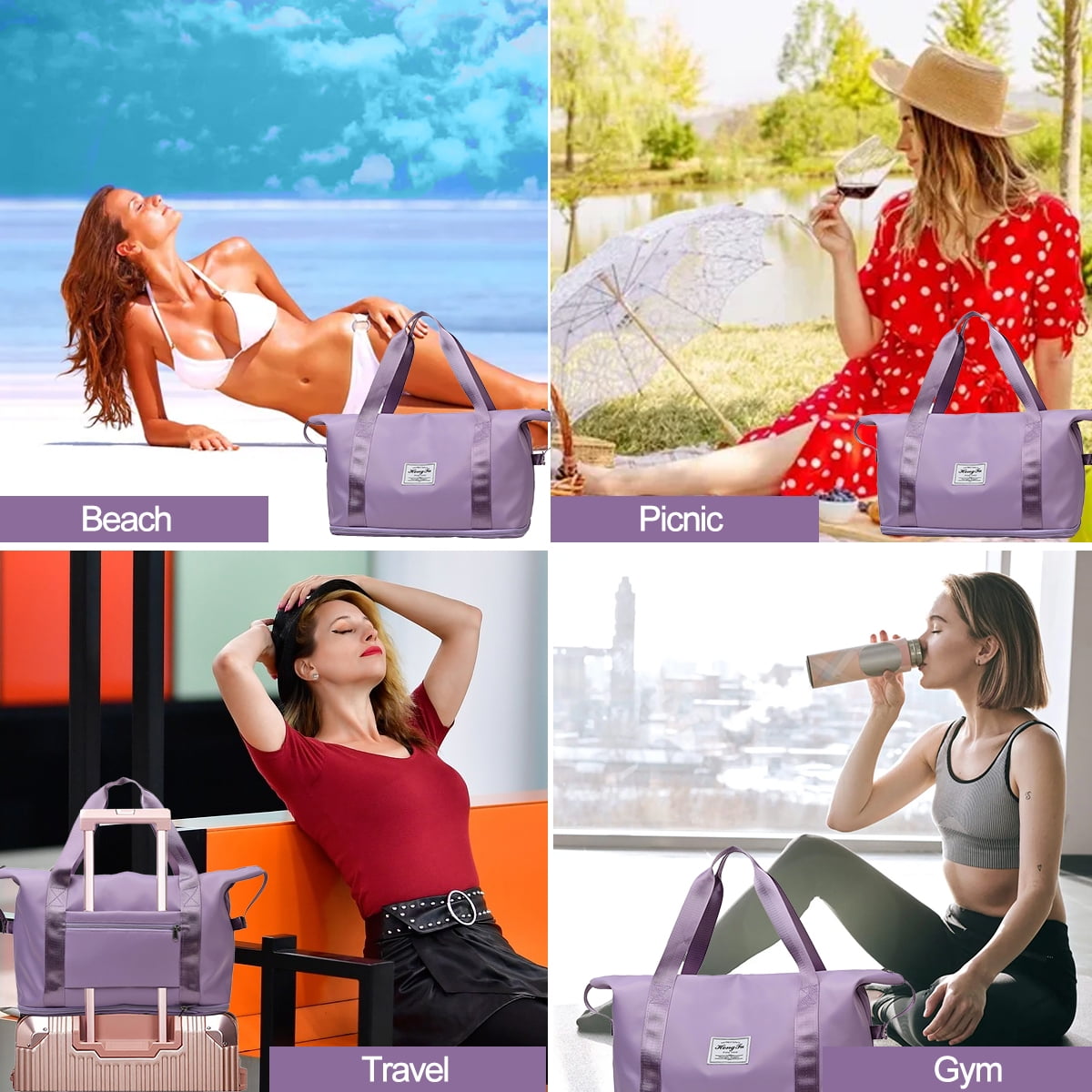 Daisy Print Travel Bag, Weekender Bags for Women Travel, Gym Bag