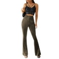 thumbnail image 4 of Luiryar Women's Juniors Corduroy Elastic High Waist Flare Leg Palazzo Long Pants Trousers, 4 of 6