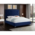 thumbnail image 4 of Maklaine Contemporary Solid Wood and Velvet Full Bed in Navy, 4 of 7