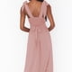 thumbnail image 4 of Vestido largo de dama de honor elegante de verano rosa para mujer con cuello cuadrado y volantes sin mangas con abertura informal largo Adepaton BST3005866-4, 4 of 7