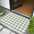 thumbnail image 5 of Sage Green Check 2x3 Door Mat Rug, Modern Rustic Green Buffalo Plaid Non-Skid Rubber Backing Large Rectangle Rugs - Living Room Bedroom Home Office, Indoor Floor Mat Carpets Washable Rug, 5 of 9