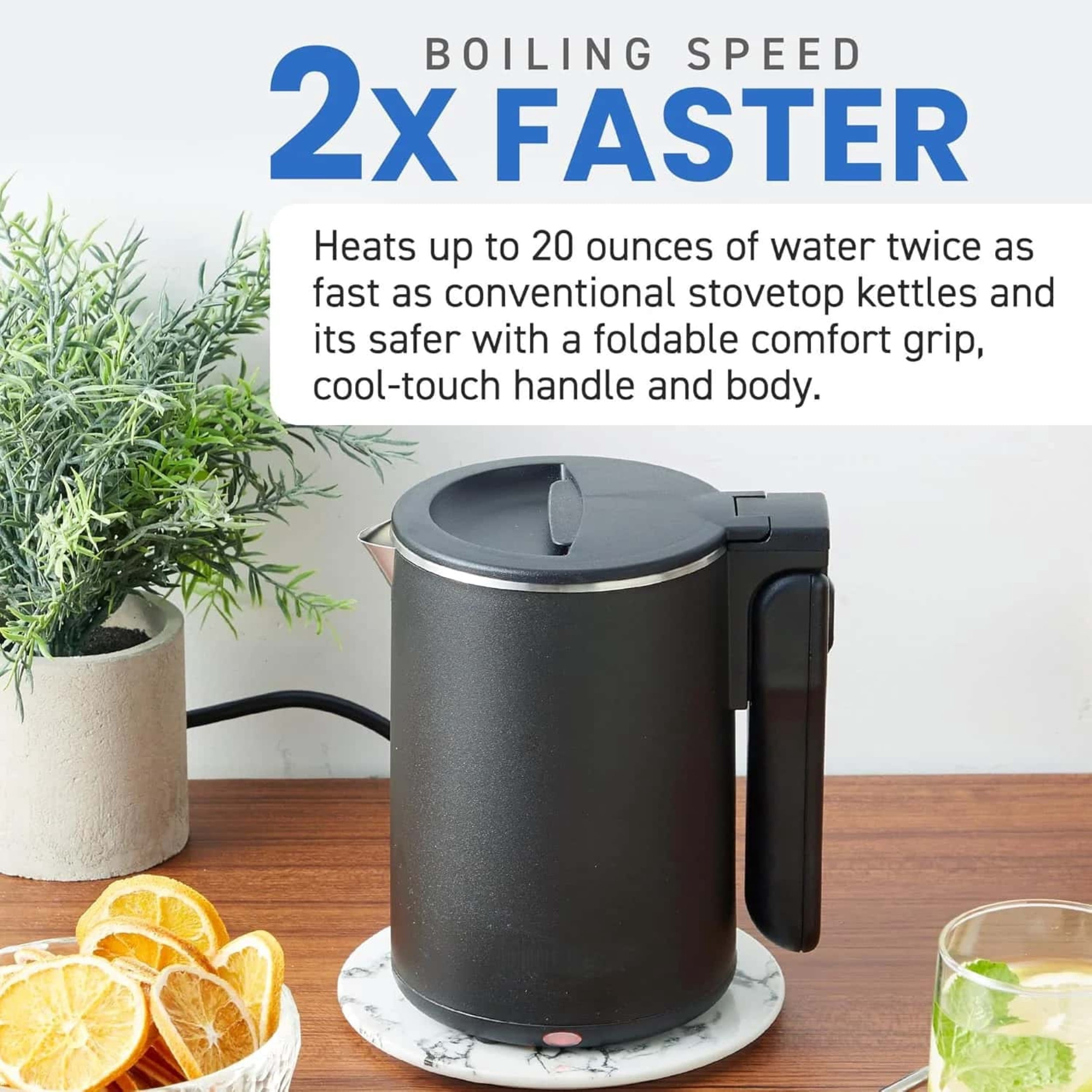 Dual-voltage Kettle, Double-layer Heat-insulating and Anti-scald Electric Kettle, 0.6-liter Capacity, Hinged Locking Kettle Lid, Dry-burn Protection, Suitable for Tea Parties and Dormitories.