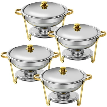 EVGTTI Gold Chafing Dish Buffet Set, 5QT Round Stainless Steel Chafer for Catering, Buffet Servers and Food Warmers Set with Lid for Buffet