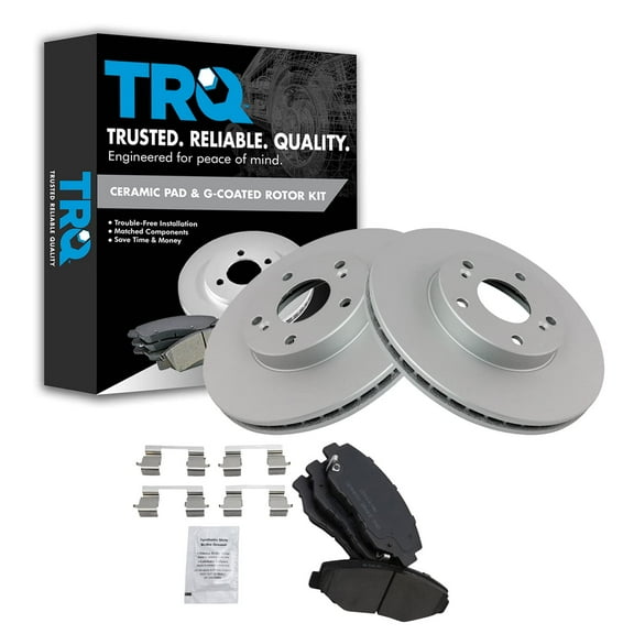 TRQ Front Brake Pad & Rotor Kit Brake Pads Brake Rotor Ceramic Premium G-Coated Fits Select 2014-2015 Acura ILX 2003-2012 Honda Accord 2013-2019 Civic 2003-2011 Element 2013-2014 Fit