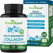 Forest Leaf Collagen Pills Collagen Peptides with Hyaluronic Acid & Vitamin C, 240-Count