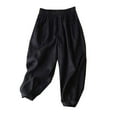 thumbnail image 2 of up to 60% off Gifts Usmixi Womens Loose Pants Casual Solid Pocket High Waist Baggy Cropped Trousers Summer Breathable Cotton Linen Leisure Pants Black m, 2 of 5