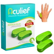 Aculief 2-Pack Wearable Natural Acupressure Support for Relaxation, Headache, Migraine, Stress Alleviation & Tension Relief, Soothes Muscle Pain Simple & Effective (Regular/Green)