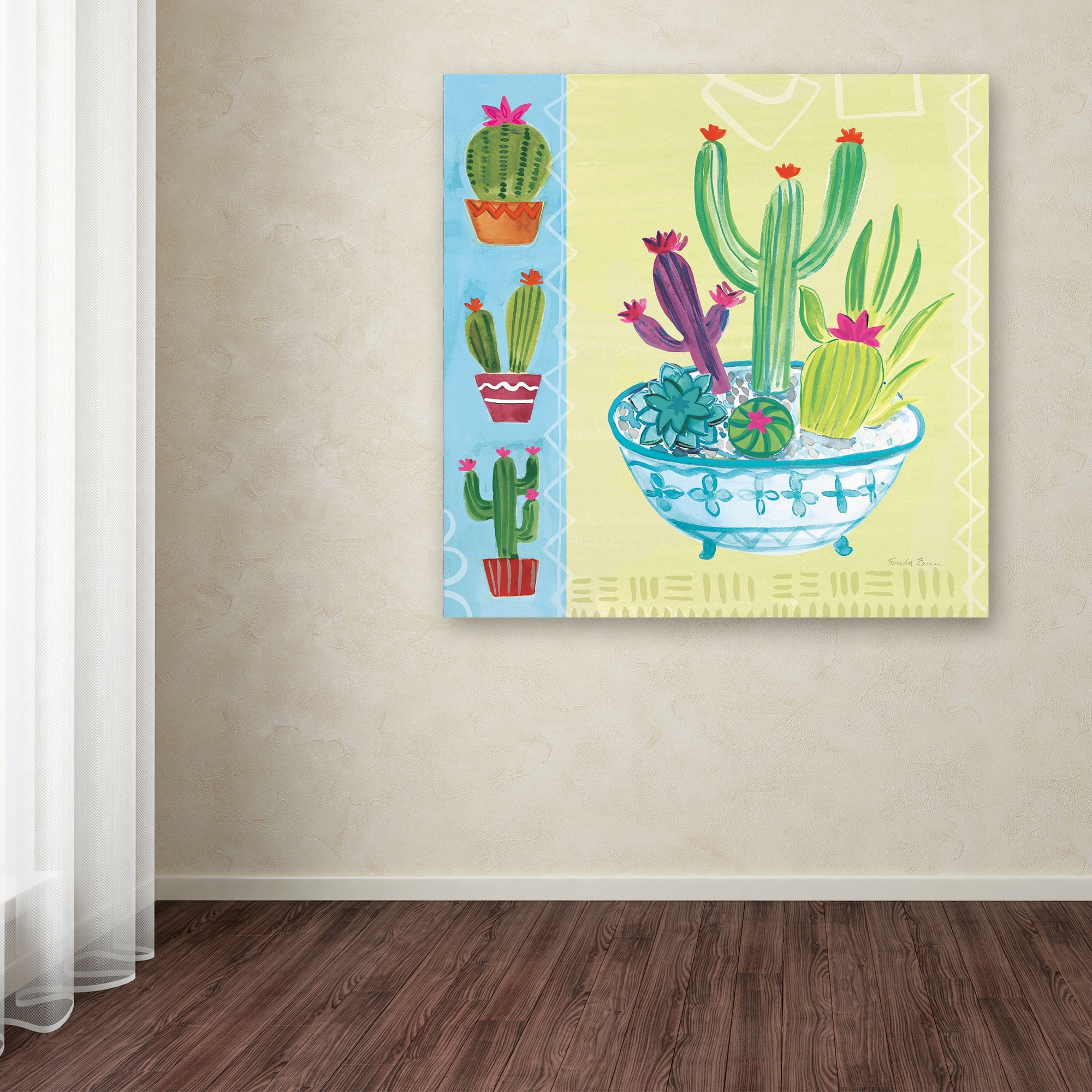 Trademark Fine Art 'Cacti Garden III no Birds' Canvas Art by Farida Zaman