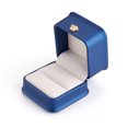 thumbnail image 3 of PU Leather Ring Gift Boxes with Golden Plated Iron Crown and Velvet Inside for Wedding Jewelry Storage Case Blue 5.85x5.8x4.9cm, 3 of 3