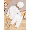 thumbnail image 4 of PureChapter Baby Boy Baptism Outfit - Adorable Long Sleeve Bodysuits with Pants and Hat 3-Piece for Christening,Gift, 4 of 9