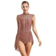 thumbnail image 1 of Aiihoo Costume de Danse Lyrique pour Femmes avec Strass Scintillants, Robe Justaucorps de Ballet en Maille Transparente Patchwork Rose Poudré TG, 1 of 7