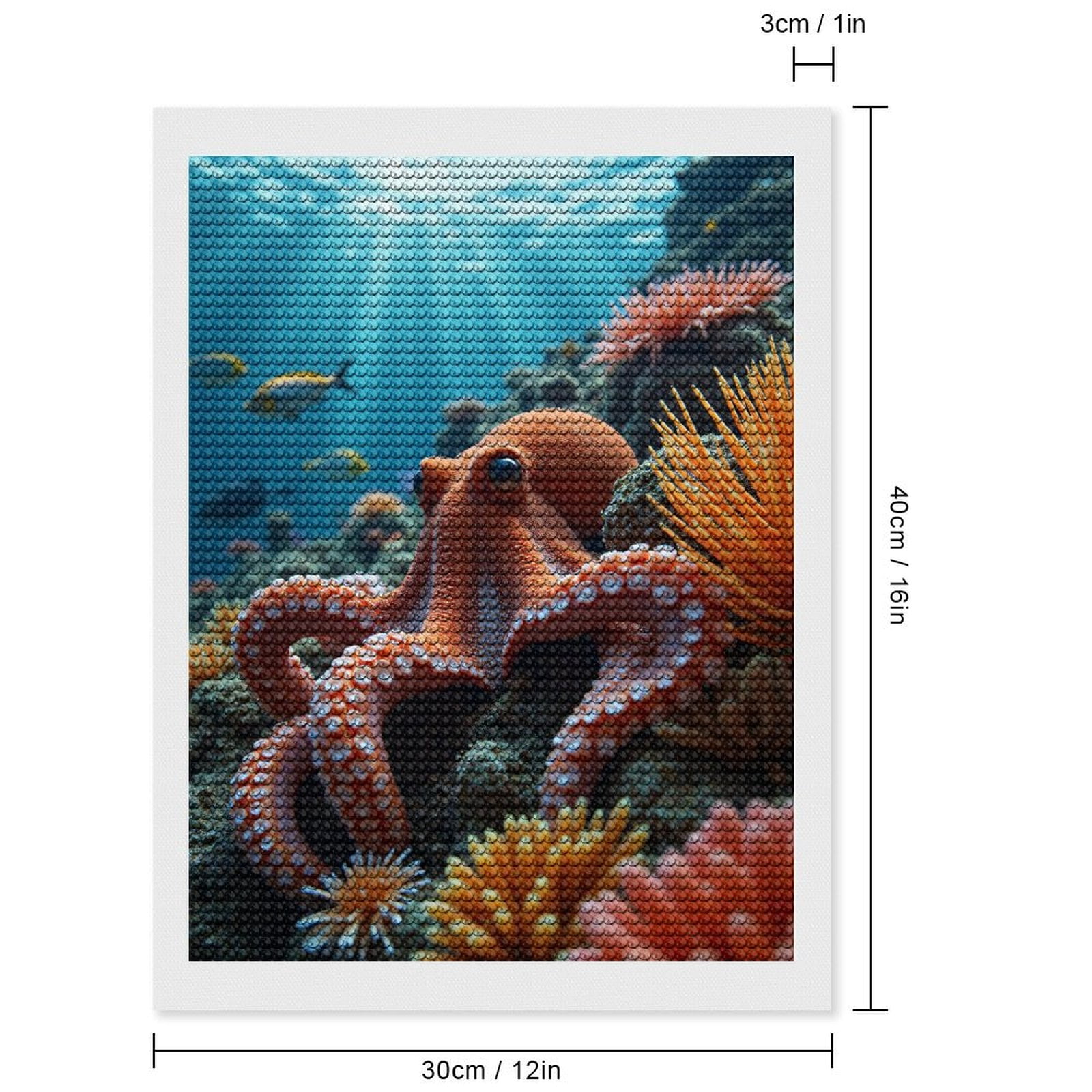 Diamond Art Kits for Adults, Octopus Underwater Coral Reef Scene 5D Diamond Painting Kits for Adults Beginners, DIY Full Drill Diamond Painting, Gem Art and Crafts 12x16
