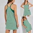 thumbnail image 3 of Women's Summer Striped Athletic Tennis Mini Dress Sleeveless Built-in Shorts Workout Vacation Sundress, 3 of 7