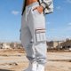 thumbnail image 5 of Ceisia Men Solid Color Loose Casual Pants Elastic Waist Drawstring Sports Gift Work Trousers, 5 of 9