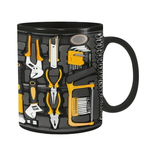11Oz Ceramic Tool Box Coffee Mug, Hyper Realistic Mechanic Drawer Design, Comfort C-Handle, Daily Use Heat-Resistant Cup, Perfect Gift for Car Lovers, Diy Handyman Office Home, 1 Toolbox Ceramic Mug