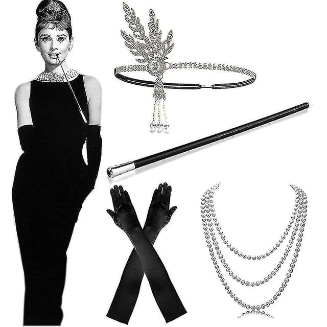 Conjunto de disfraz de accesorios de los años 20 para mujer, disfraz de Halloween de accesorios de los años 20 para mujer