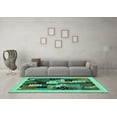 thumbnail image 3 of Ahgly Company Machine Washable Indoor Rectangle Abstract Turquoise Blue Contemporary Area Rugs, 5' x 8', 3 of 4