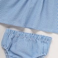 thumbnail image 6 of ZEHJUHAN Baby Girl Outfit Apple Applique Dress & Shorts Set Ruffle Sleeves Summer of School Outdoor Activities Blue，9-12M, 6 of 7