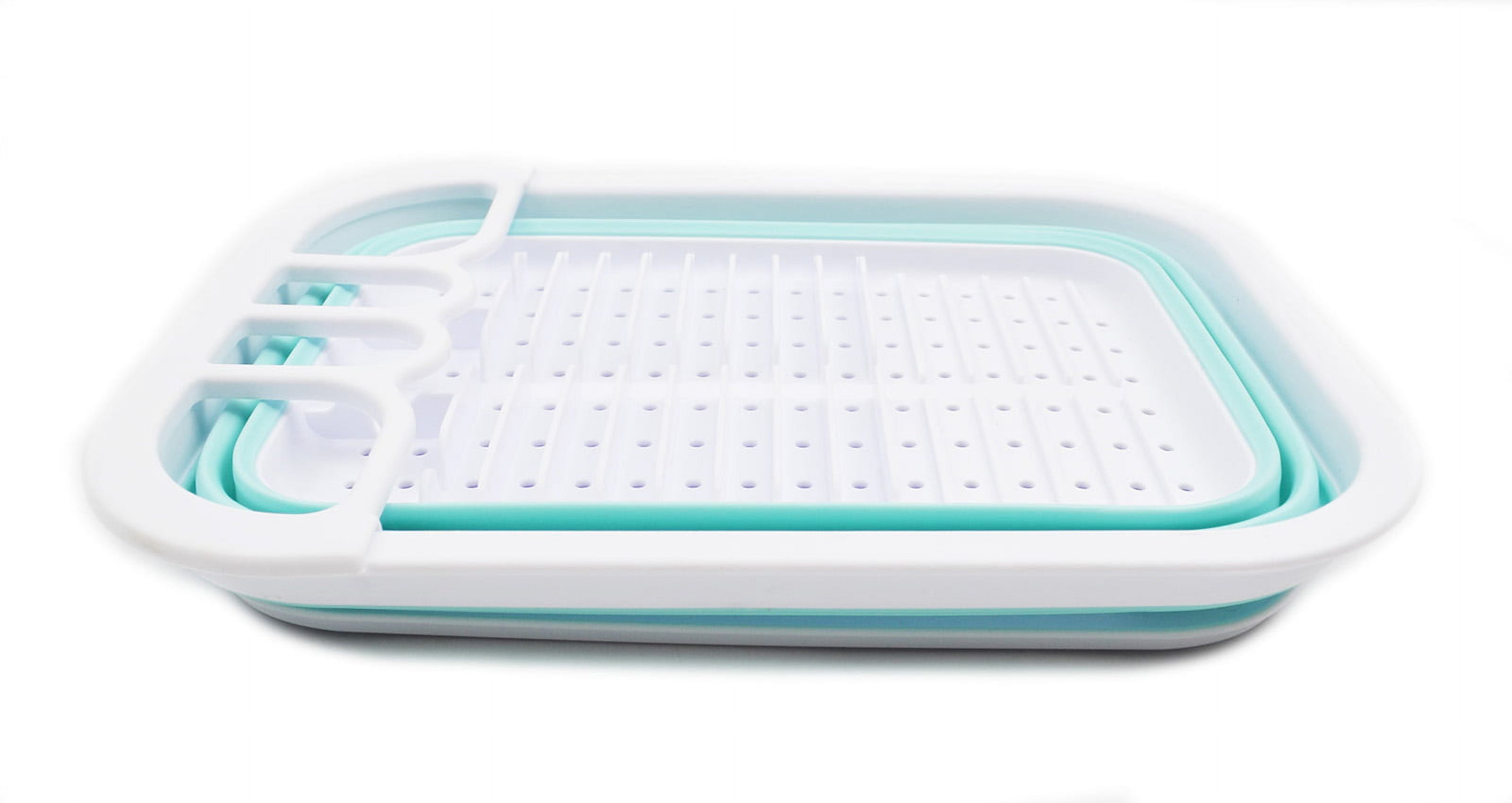 SAMMART 7.5L (2 gallons) Collapsible Dish Drainer with Drainer Board - Foldable Drying Rack Set - Portable Dinnerware Organizer - Space Saving Kitchen Storage Tray